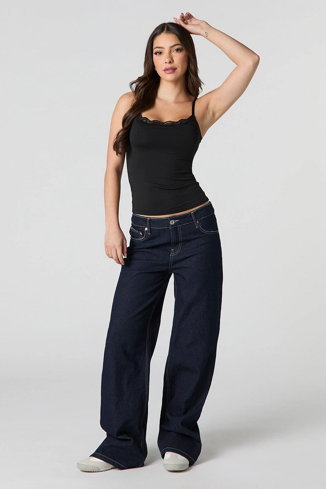 Contour Lace Trim Cami with Built-In Cups