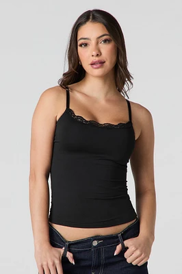 Contour Lace Trim Cami with Built-In Cups