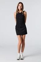Ribbed Knit Button Front Tank