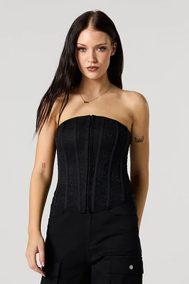 Floral Lace Strapless Corset Top