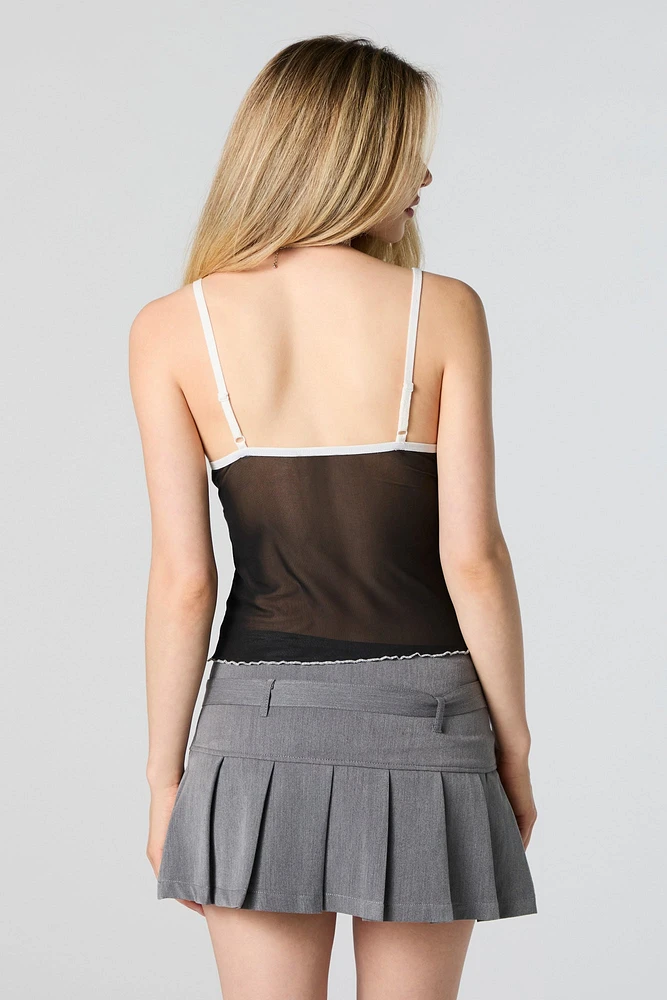 Camisole en filet avec liséré contrastant