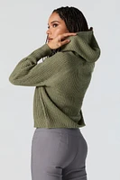 Ribbed Knit Hooded Sweater