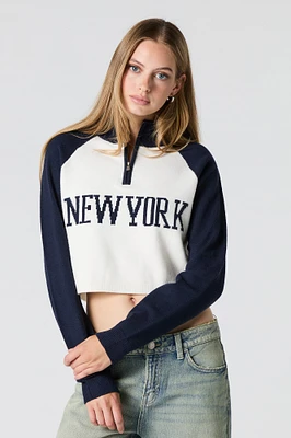 City Raglan Knit Quarter Zip Sweater