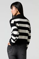 Striped Knit Mock Neck Sweater