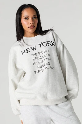 Chandail en molleton avec motif brodé New York