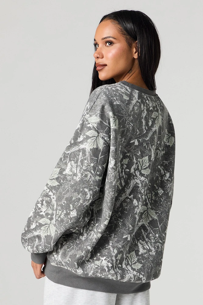 Chandail en molleton avec motif brodé Living The Dream et camouflage