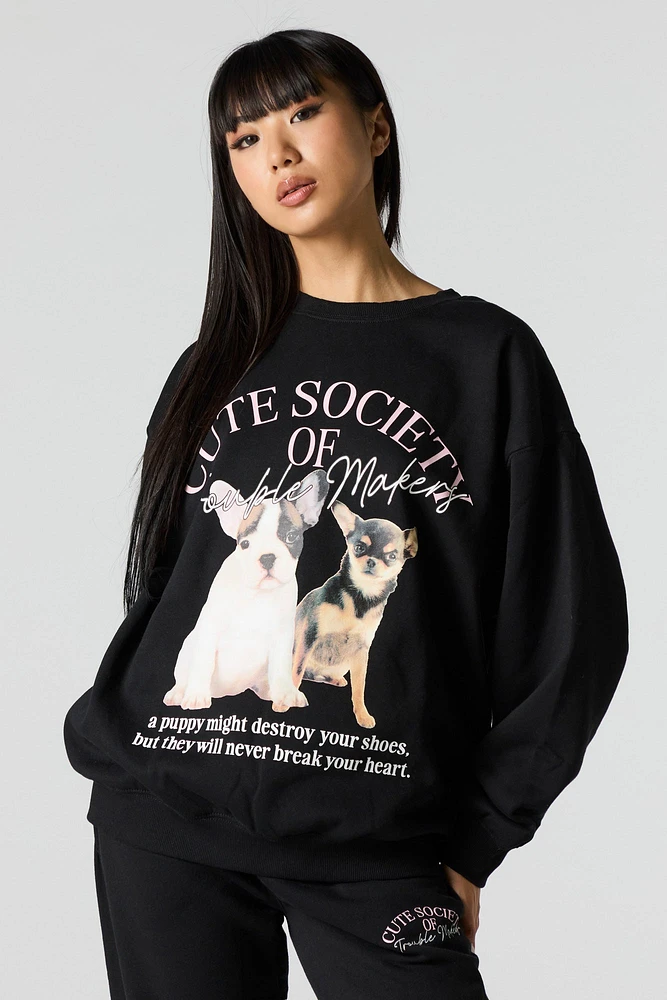 Cutesy Graphic Fleece Sweatshirt