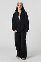 Oversized Fleece Zip-Up Hoodie