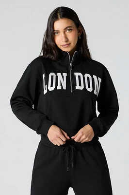 Embroidered Half Zip Fleece Sweatshirt