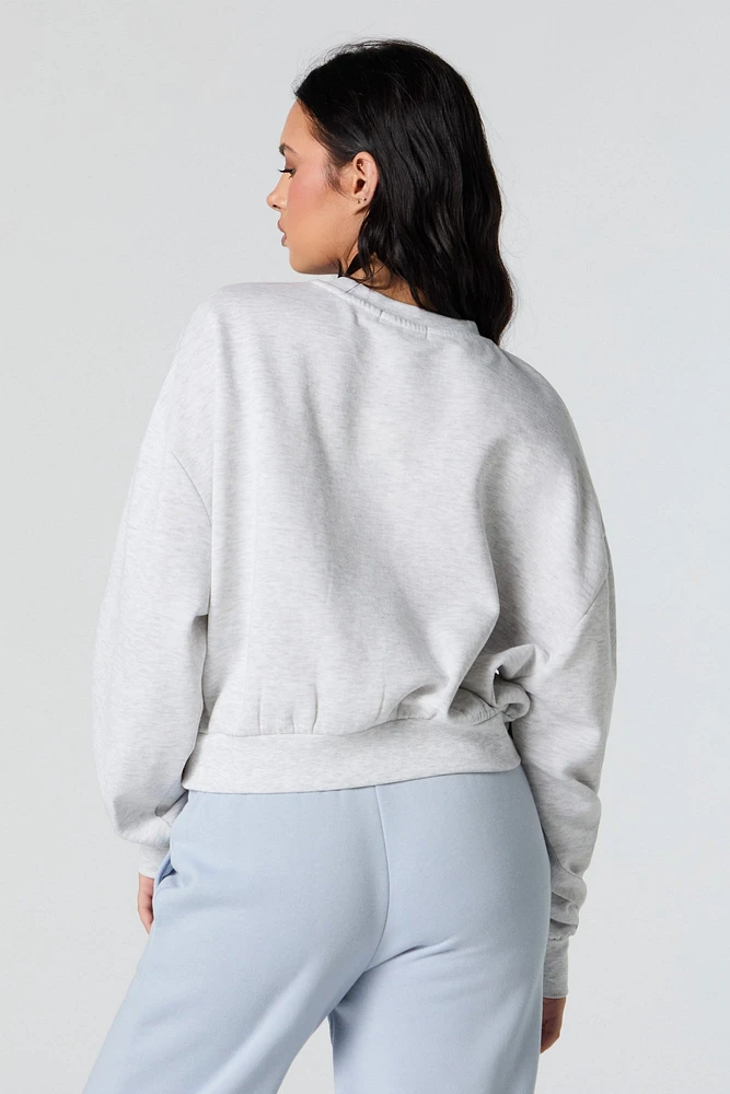 California Embroidered Cropped Fleece Sweatshirt