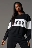 Playboy Graphic Colourblock Fleece Sweatshirt