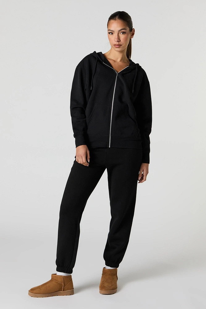 Soft Fleece Oversized Zip-Up Hoodie