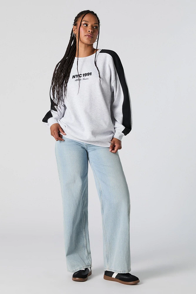 Sporty Graphic Colourblock Sweatshirt