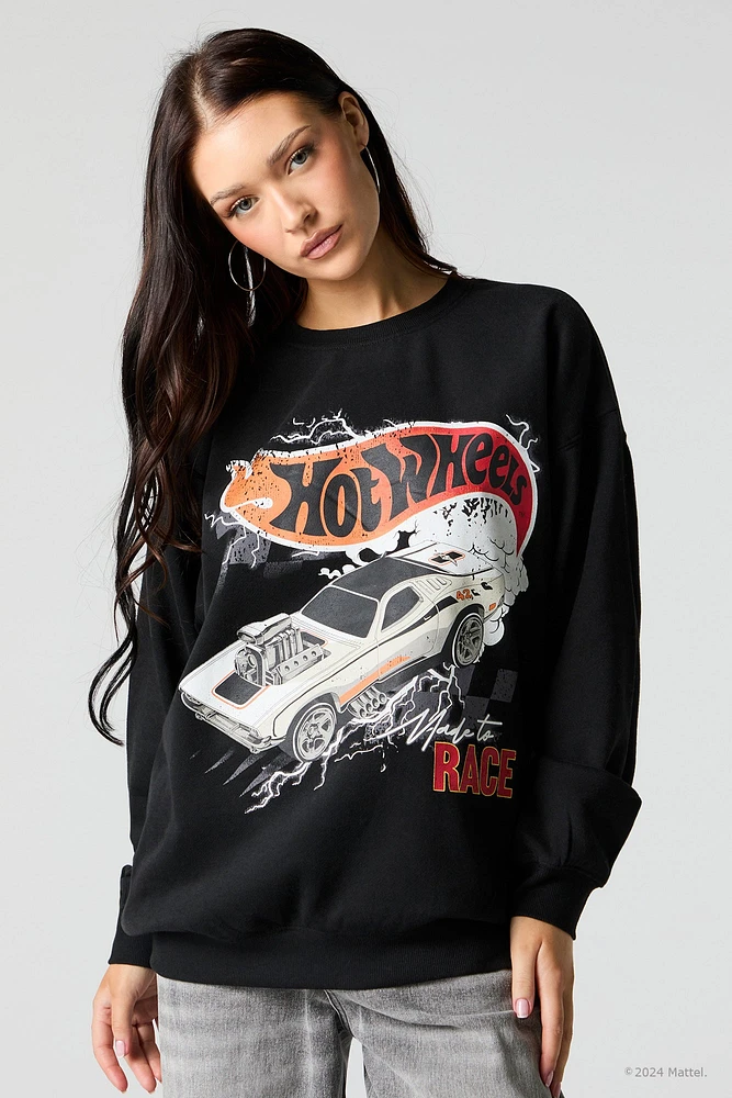 Hot Wheelsâ¢ Graphic Oversized Fleece Sweatshirt