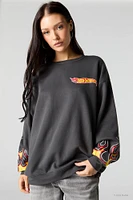 Sweat-shirt en molleton surdimensionnÃ© Ã  imprimÃ© Hot Wheelsâ¢