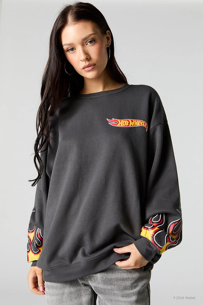 Sweat-shirt en molleton surdimensionné à imprimé Hot Wheels™