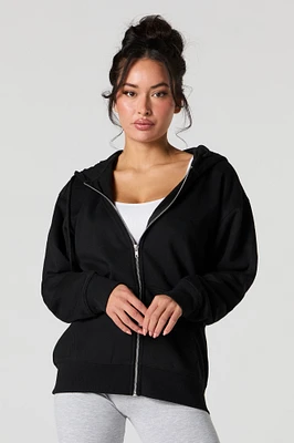 Oversized Fleece Zip-Up Hoodie