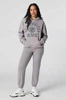 City Embroidered Oversized Fleece Hoodie