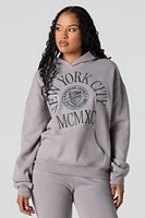 City Embroidered Oversized Fleece Hoodie