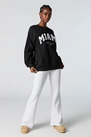 Oversized Destination Chenille Embroidered Fleece Sweatshirt