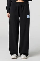 HD Print Wide Leg Fleece Sweatpant
