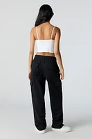 Fleece Wide Leg Cargo Sweatpant