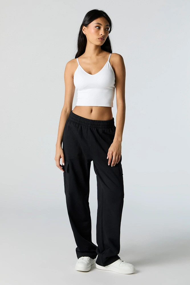 Fleece Wide Leg Cargo Sweatpant