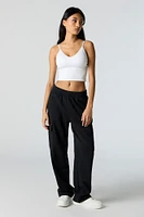 Fleece Wide Leg Cargo Sweatpant