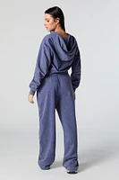 Fleece Washed Wide Leg Sweatpant