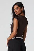 Contour Square Neck Cap Sleeve Crop Top