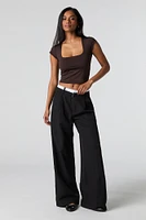 Contour Square Neck Cap Sleeve Crop Top