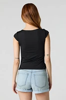 Contour Cap Sleeve Side Slit Top