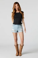 Contour Cap Sleeve Side Slit Top
