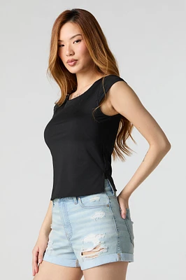 Contour Cap Sleeve Side Slit Top
