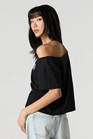 Graphic Off Shoulder T-Shirt