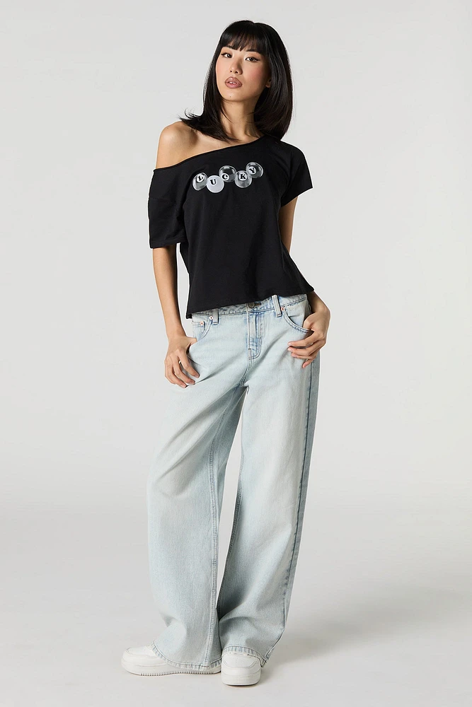 Graphic Off Shoulder T-Shirt