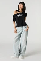 Graphic Off Shoulder T-Shirt