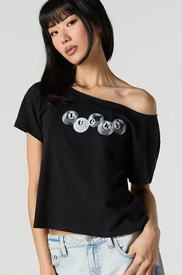 Graphic Off Shoulder T-Shirt