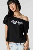 Graphic Off Shoulder T-Shirt