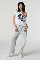 T-shirt imprimé avec épaules dénudées