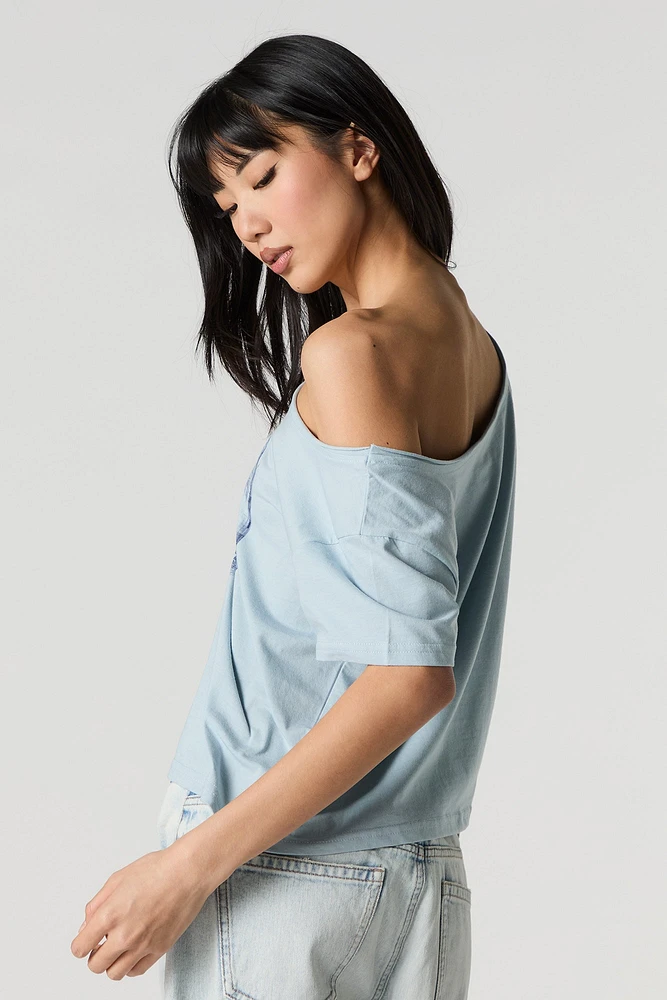 Graphic Off Shoulder T-Shirt