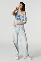 Graphic Off Shoulder T-Shirt