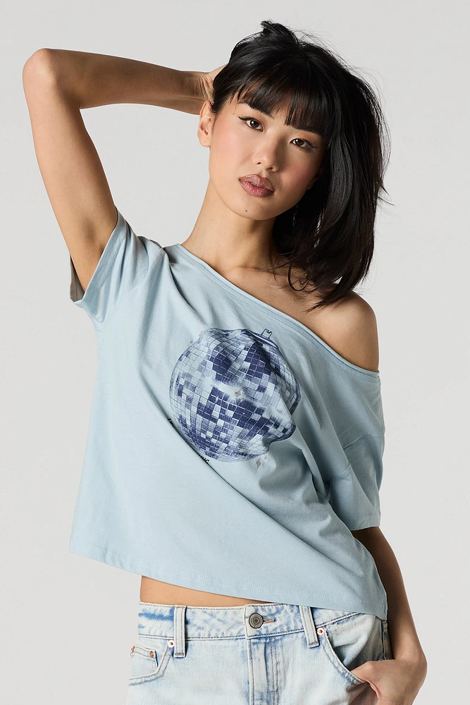 Graphic Off Shoulder T-Shirt