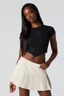 Floral Lace V-Hem Crop Top