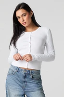 Ribbed Button-Up Cardigan Top