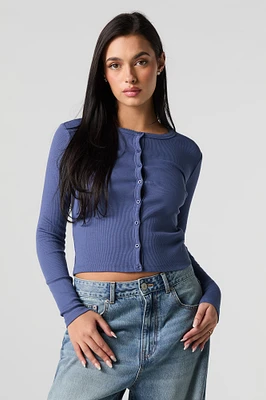 Cardigan boutonné côtelé