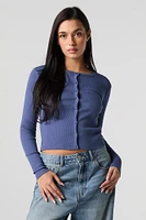 Ribbed Button-Up Cardigan Top