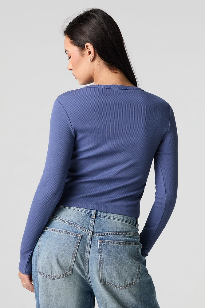 Ribbed Button-Up Cardigan Top