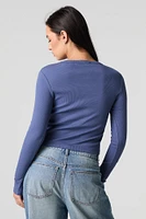 Ribbed Button-Up Cardigan Top