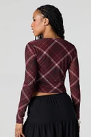 Haut boutonné court en filet